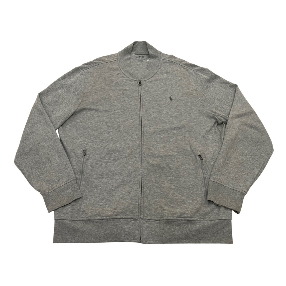 Polo Ralph Lauren Luxury Jersey Baseball Jacket Mens XL Heather Gray Full Zip